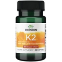 Swanson Vitamina K2 (Menachinonă-7) - Suplimentul de vitamine care sprijină cardio-vascular și sănătatea osoasă - Made from Japanese Natto to Help Regulamente Calciu - (30 Softgels, 100mcg Fiecare)