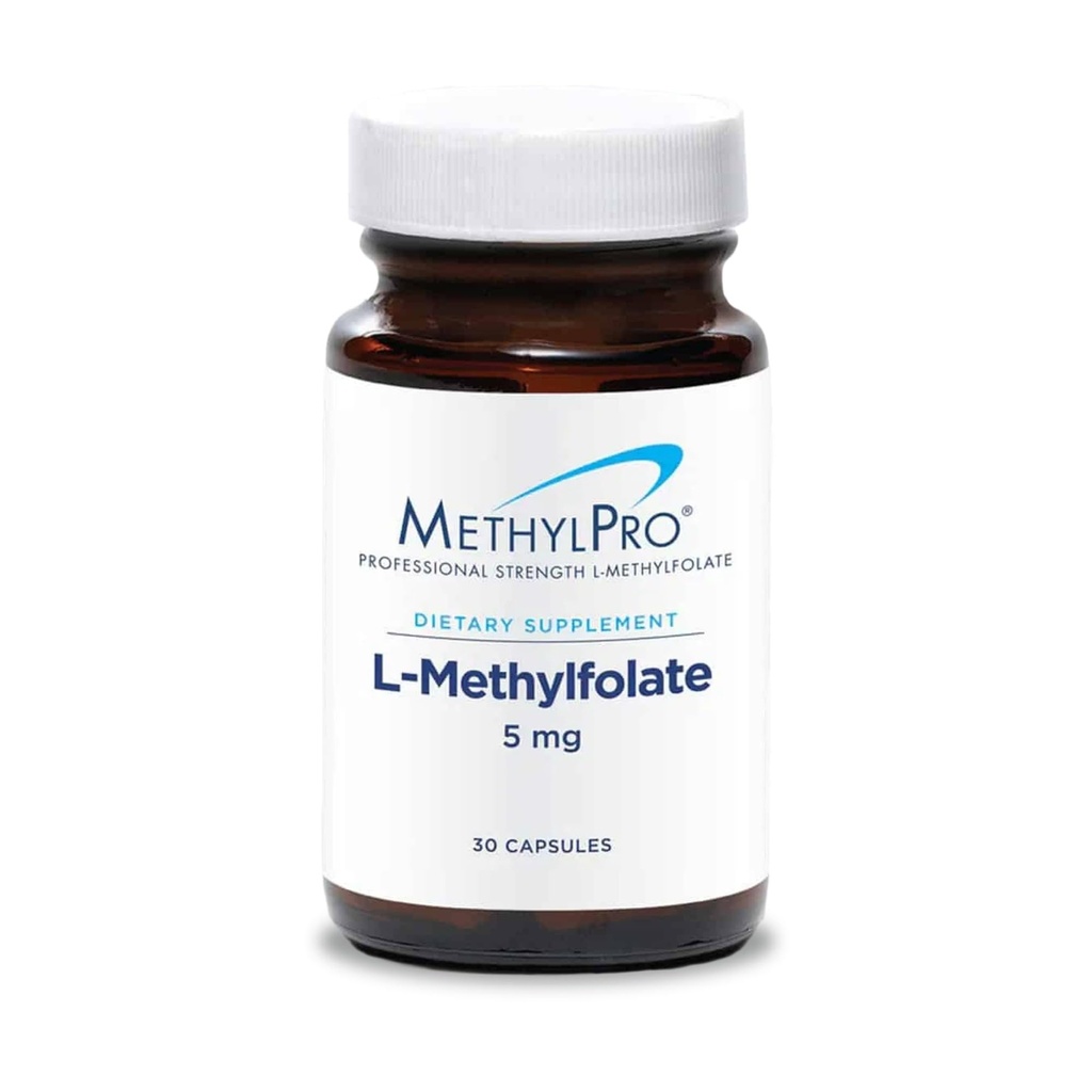 Metilpro L-metilfolat 5 mg - Sprijină un mindset sănătos - Folat activ pentru suport de metilare şi reacţii biochimice - foarte biodisponibil - Dozajul flexibil - 30 Servings - 30 capsule