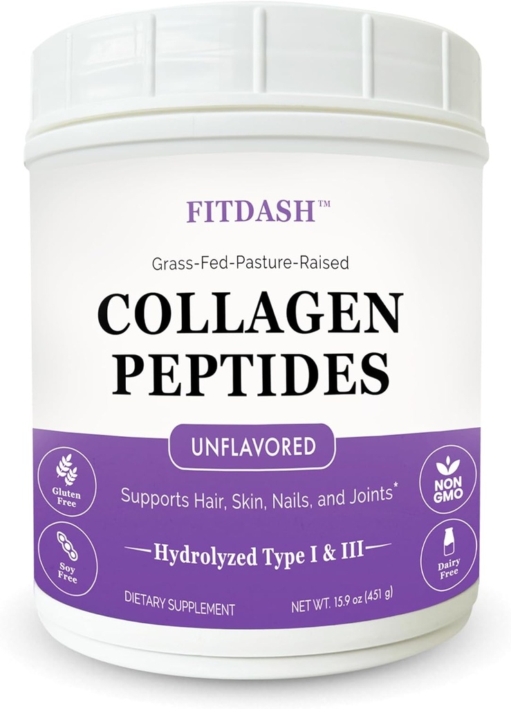 Colagen Peptides Hidrolyzed Colagen Powder Tip I și III, Suportă păr, unghii, și articulații. Nearomat 41 Serviri 15,9 Oz. Grass-Fed Pastured-Raised.