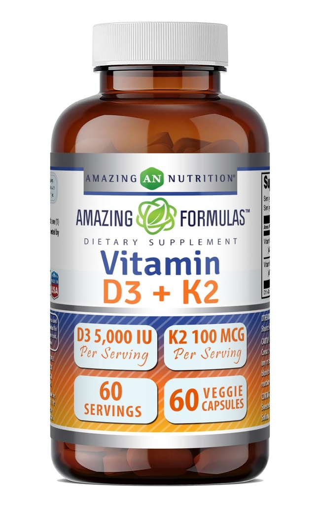 Formulari uimitoare Vitamina D3 5000 UI cu vitamina K2 100 mcg 
