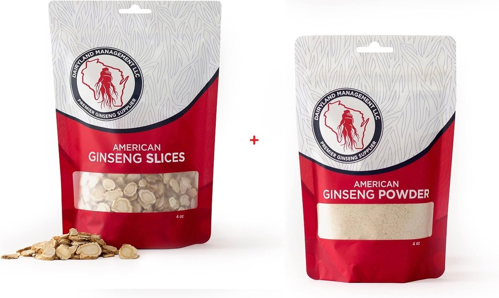 Dairyland American Ginseng Slices and Powder - 4 oz Pack Fiecare dintre Wisconsin Ginseng 
