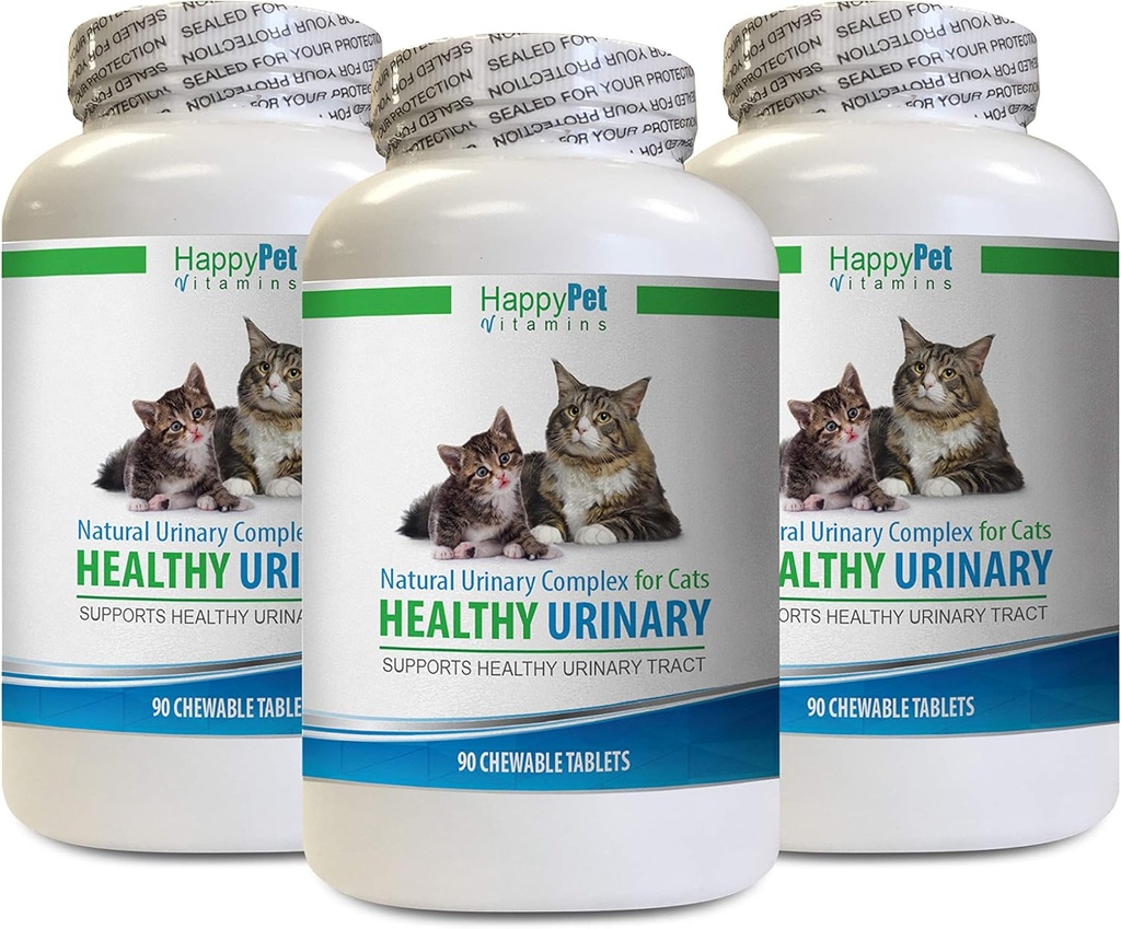 Cat UTI Supliment - CAT Complex urinar sănătos - UTI Soluţie - Formula naturală - Anti - pisica Incontinenţă urinară - 3 flacoane (270 comprimate)