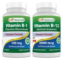 Cele mai bune naturale Vitamina B1 ca Tiamină Mononitrat 100 mg & Vitamina B12 6000 mcg