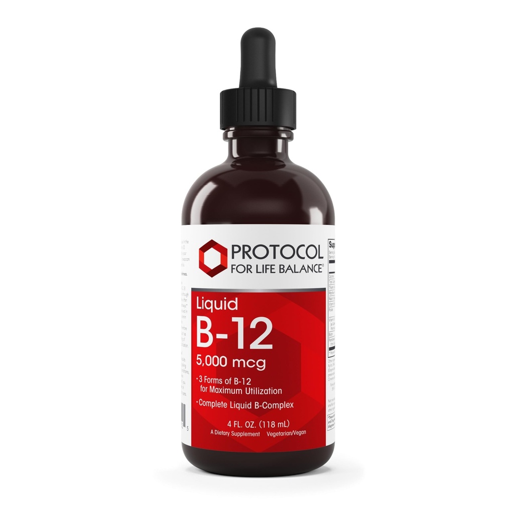 PROTOCOL PENTRU LIFE BALANCE Lichid B-12 5.000mcg - Sistem nervos Suport - cu B Vitamine - Dairy Free & Vegan Vitamin B lichid - 4 fl oz