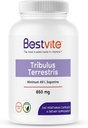 BESTVITE Tribulus Terrestris 850mg per capsulă (240 capsule vegetariene) - Extract standardizat - min 45% Saponine - Fără Stearet - Fără oxid de siliciu - Fără fillere - Vegan - NeMG - Gluten Free