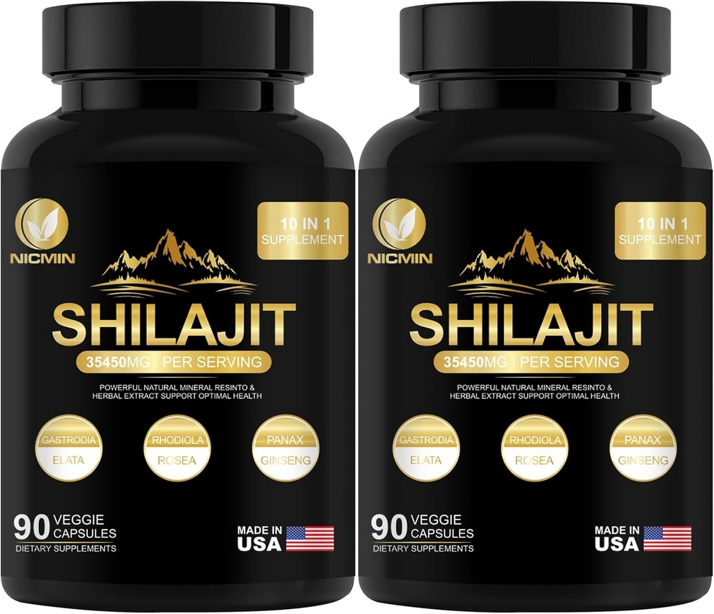 35450MG Pure Silajit Supliment - Himalayan Organic Shilajit pentru bărbaţi şi femei Potenţă maximă Shilajit pentru Enhanced Energy and Immune Support 180 Capsule Veggie