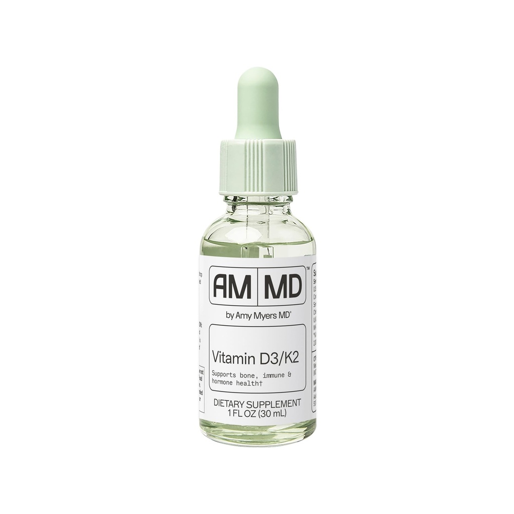 Amy Myers MD Vitamina D3/K2 lichid - suporta sanatatea osoasa, functia imunitara si echilibrul hormonal - absorbtie ridicata - non-Dairy, gluten-free - 1 fl oz (30 Servings)
