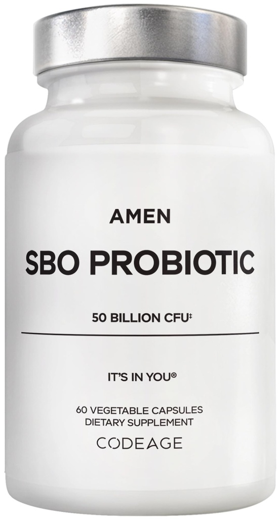 Amin Probiotice Supliment, SBO Probiotice și organice Prebiotice, 50 Miliarde CFU, Perioada de valabilitate Stable, Nu Frigider necesar, Flora Daily Probiotic Formula pentru femei și bărbați, Vegan și non-GMO, 60 capsule
