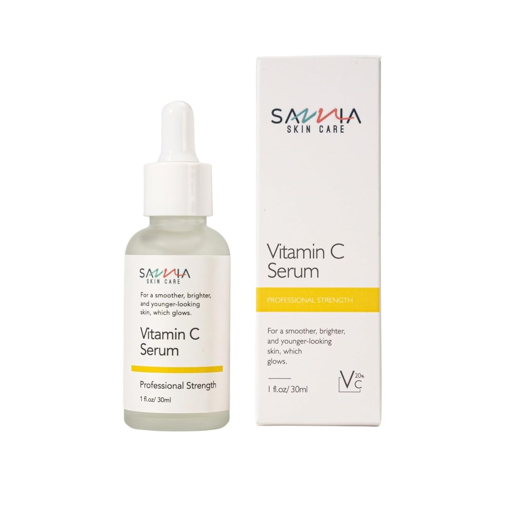 Vitamina C Ser pentru faţă, pentru o piele mai netedă, mai strălucitoare şi mai tânără, care străluceşte, hidratează şi evens out Skin Tone, 1 fl.oz/30ml