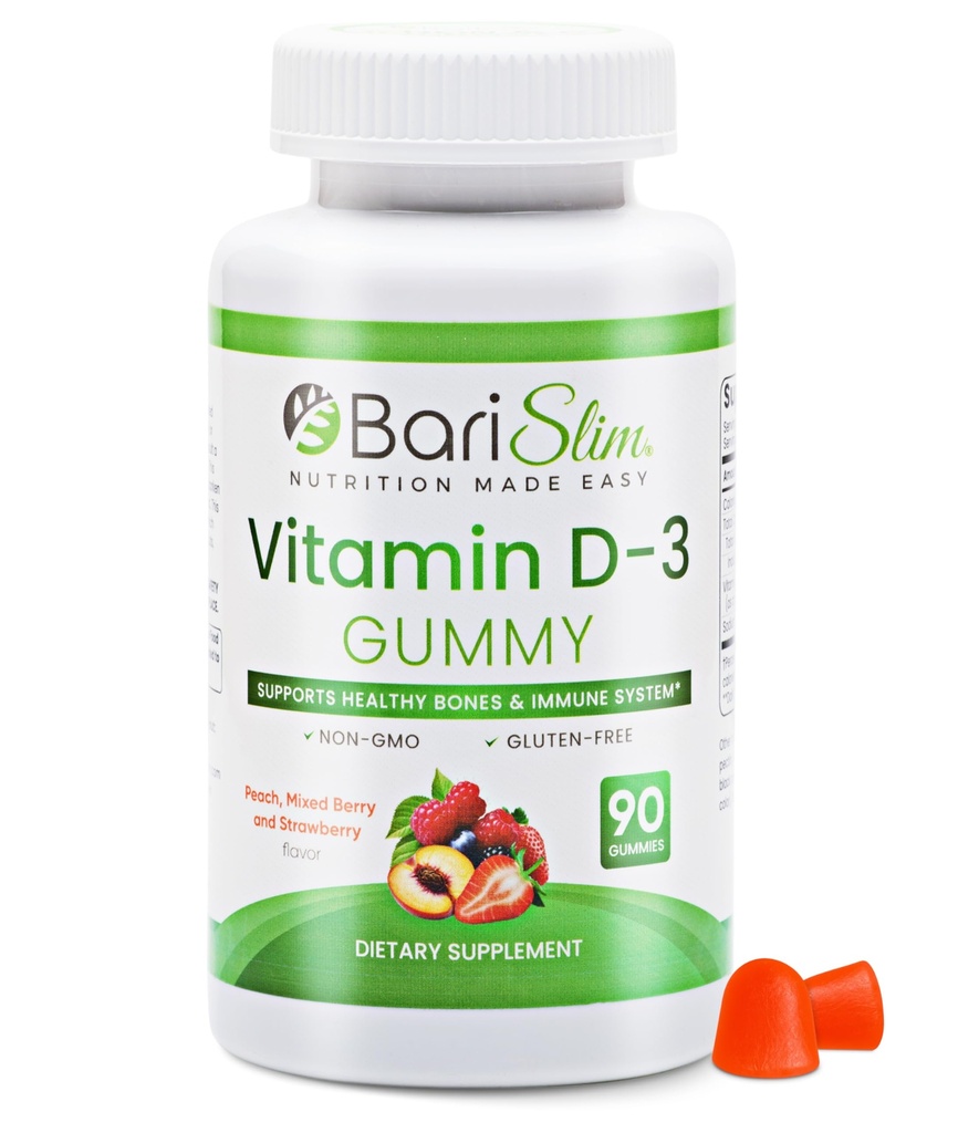 BariSlim Bariatric Vitamina D-3 Gumiile - Special Formulat Gummy Vitamina pentru pacienti dupa cresterea in greutate Chirurgie - Usor de digerat si arome de fructe de mare gustare 
