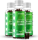 Vitamatic 3 Pack Irish Sea Moss Gummies- 3000 mg echivalent Per Serving (din extract 132.5 mg) - 60 Ct - Made with Bladderwrack & Burdock Root - Seamoss Supplement for tiroidy, Energy, Immune Support