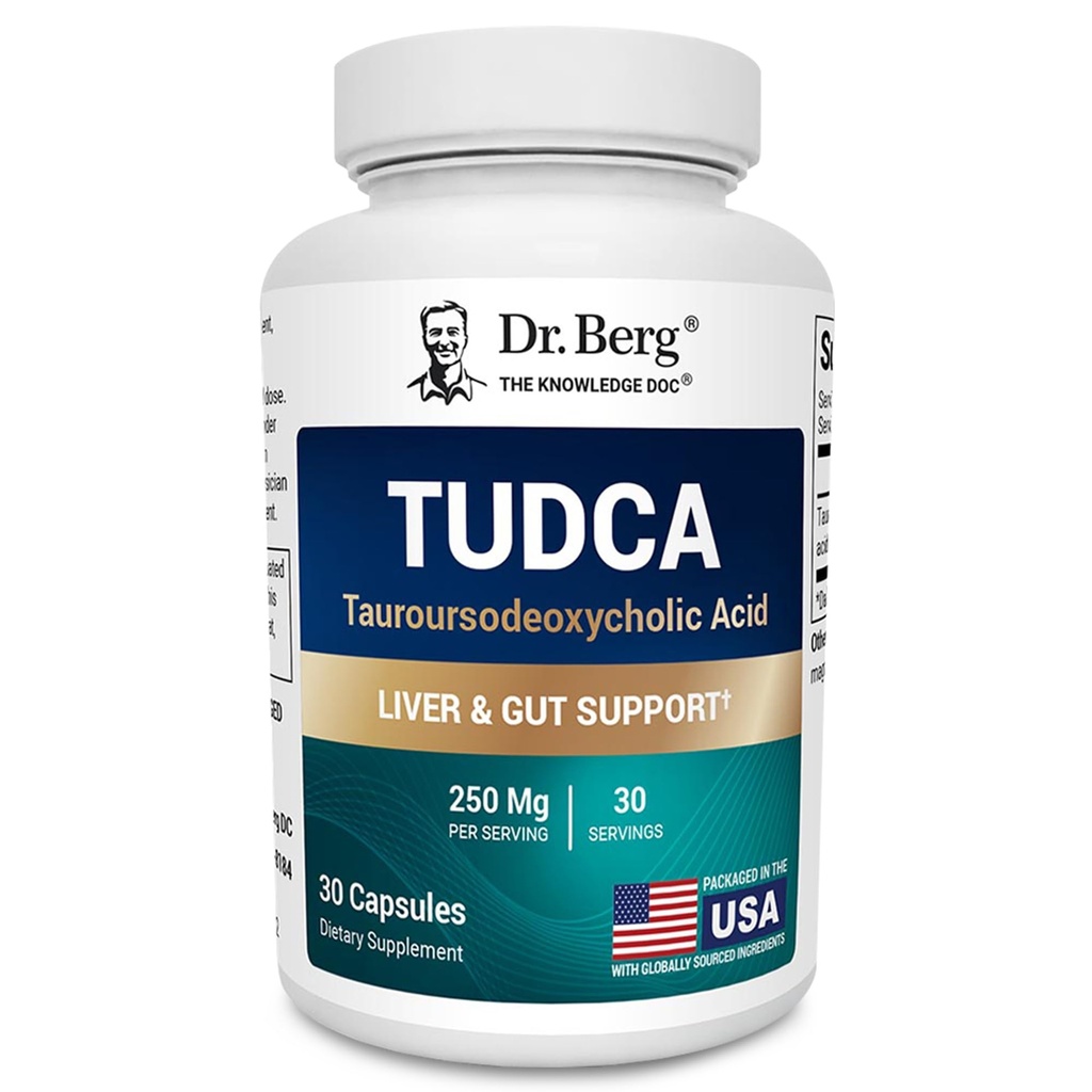 Berg TUDCA Supliment (Tauroursodeoxicolic Acid) - Formula puternica pentru sanatatea ficatului, fluxul biliar, suport pentru vezica biliara si sanatate digestiva* - 30 capsule
