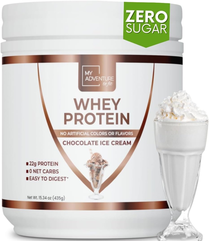 Aventura mea pentru a se potrivi Whey praf de proteine izolate - praf de proteine carbohidrat scăzut pentru femei - îndulcit cu Stevia Whey izolat proteine pentru creștere musculară - Pulbere de proteine (Chocolate Ice Cream, 15 Serviri)