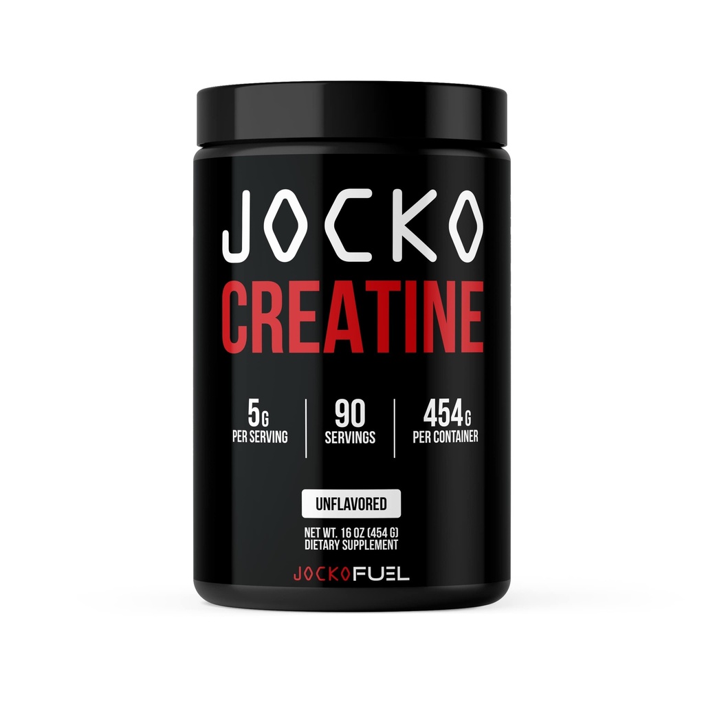 Jocko Fuel Creatin Monohidrat, Pure Micronized Powder pentru bărbaţi şi femei, Susţine creşterea musculară, Putere, Recuperare & Cogniţie, Nearomat, 450 Grams, 90 Servings