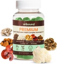 BG Premium Organic Mushroom Multicomplex Gummies for Support Memory 5 in 1, Blend with Chaga, Lion's Mane, Reishi, Turkey Tail, Maitake - 60 Gummies;