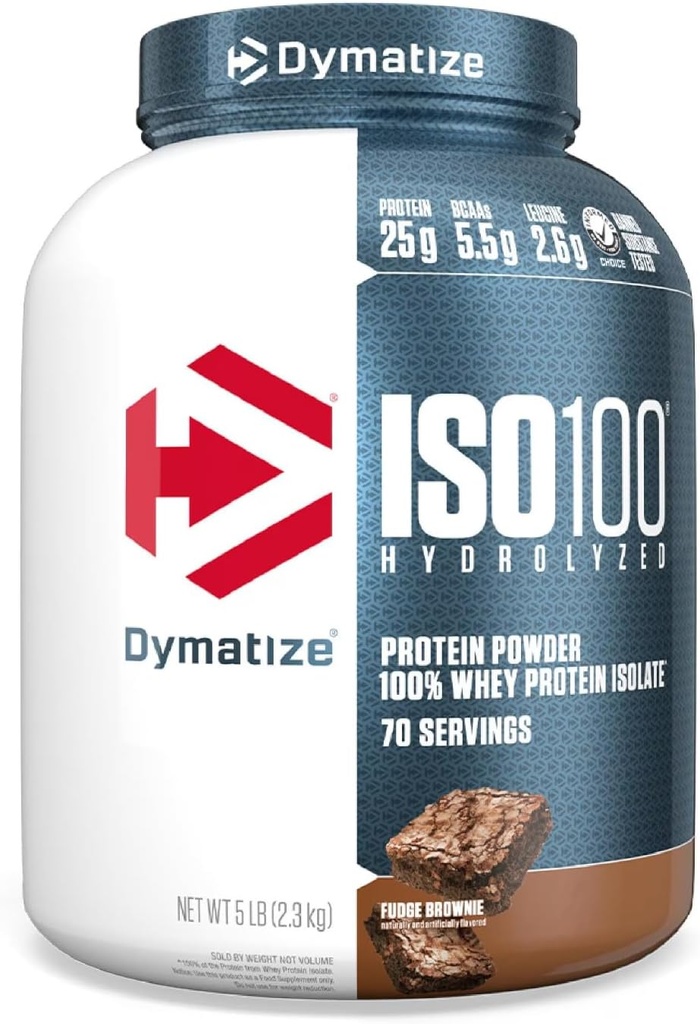 Dymatize ISO 100 Hidrolyzed Pulbere de proteine Izolat, Fudge Brownie, 5 Lire