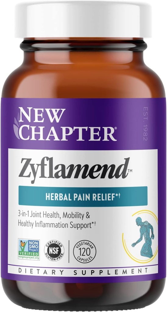 Noul Capitol Multi-Herbal Pain Reliever+ Supliment comun, ZyflamendTM 10-in-1 Superfood Blend cu ghimbir & Turmeric pentru răspuns inflamație sănătoasă & Herbal Pain Relief+, 120 Conte
