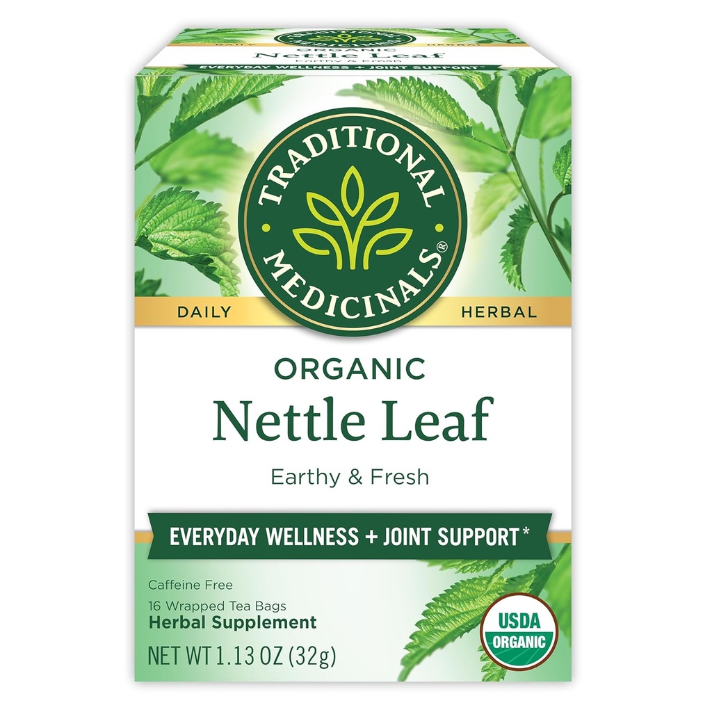 Medicamente tradiționale Ceai organic Nettle Leaf Herbal, susține sănătatea comună și wellness generală, (Pachet de 1) - 16 Ceai Bags