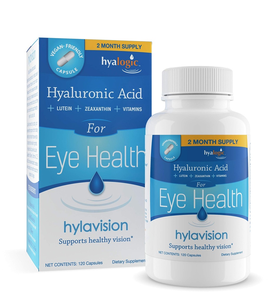 HylaVision Eye Health Supplements: Acid hialuronic, lutein și Zeaxanthin Suplimente dietetice pentru Vision Support (120 Capsule)