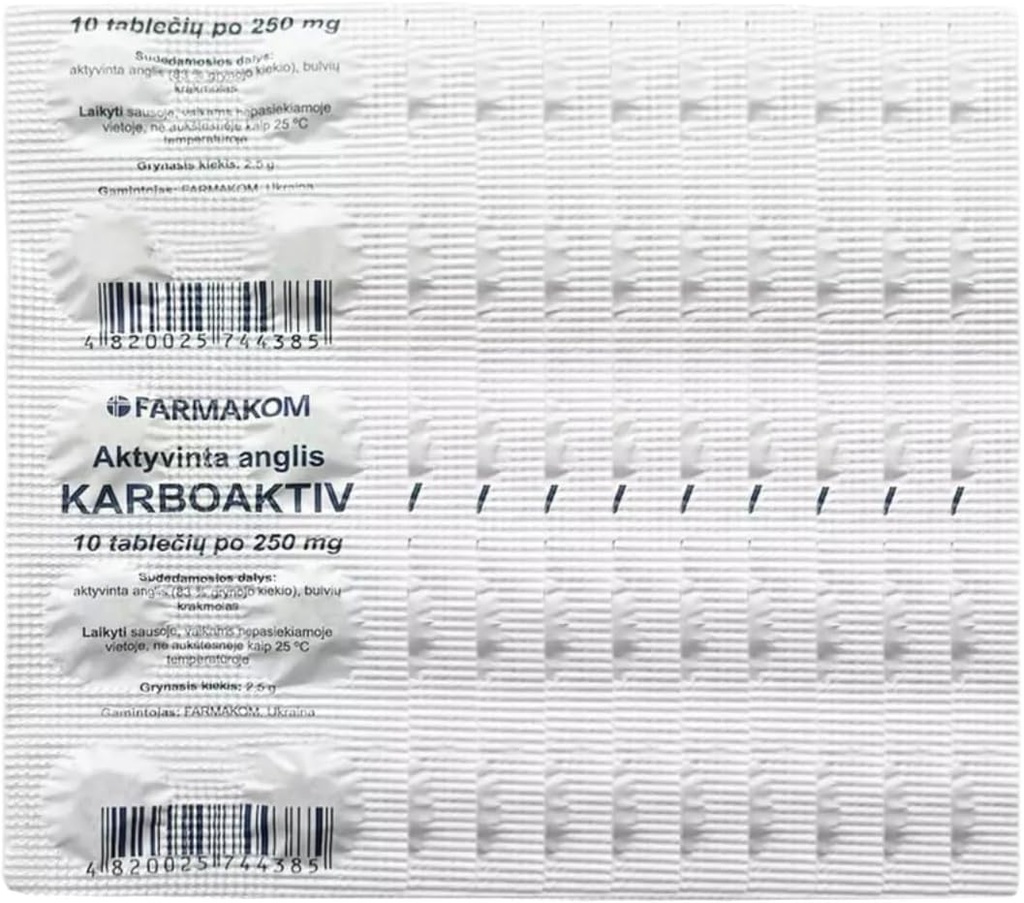 Comprimate de cărbune de carbon activat Digestion supliment alimentar 5 foi X 10 comprimate