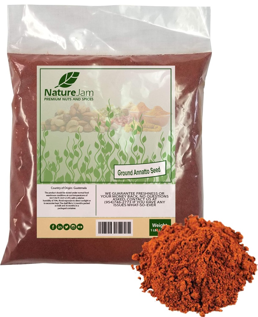 Ground Annatto Seed Powder Bulk Bag 1 Lire-Cea mai puternica sursa de vitamina E Tocotrienols