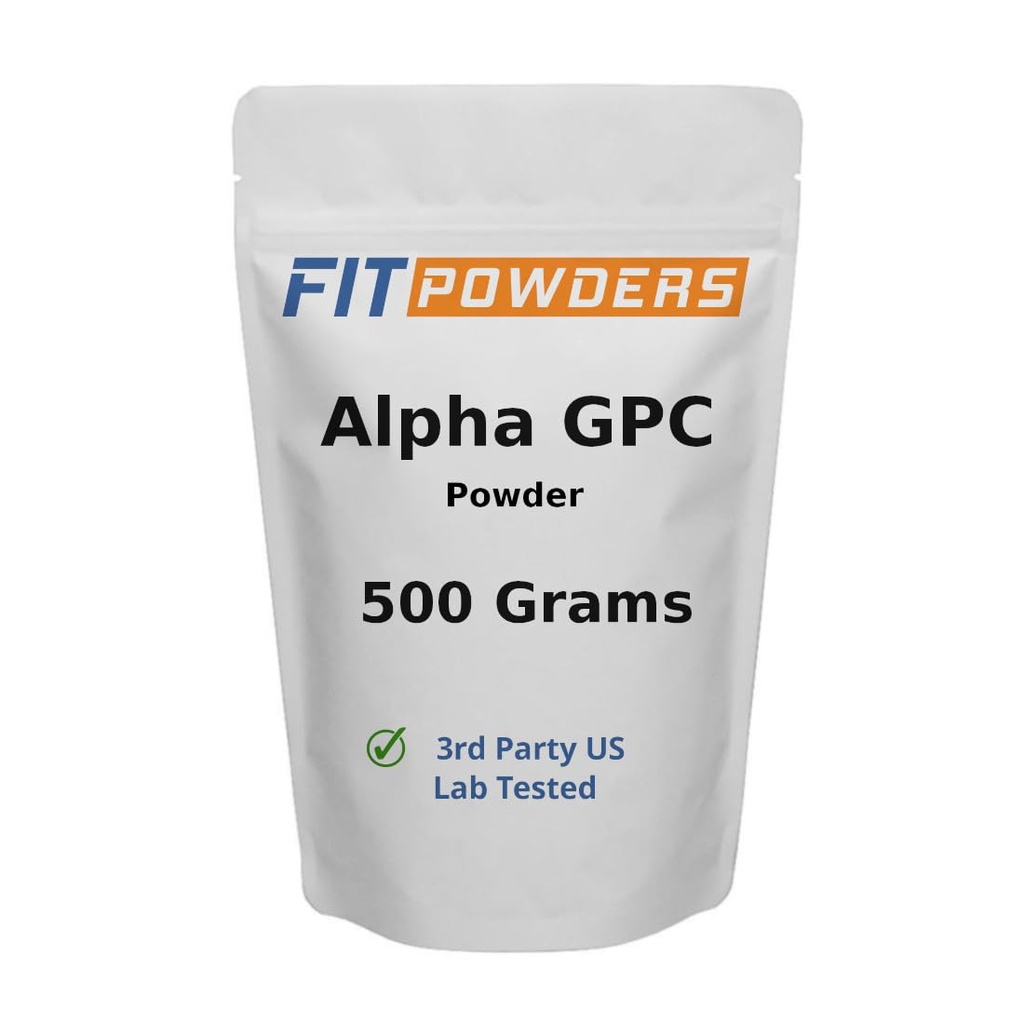 Alpha-GPC pulbere 500 Grams, non-GMO Alpha GPC Supliment Choline Powder, Vegan, a treia parte testat, Pre-Workout, Memorie și Focus, cu Scoop