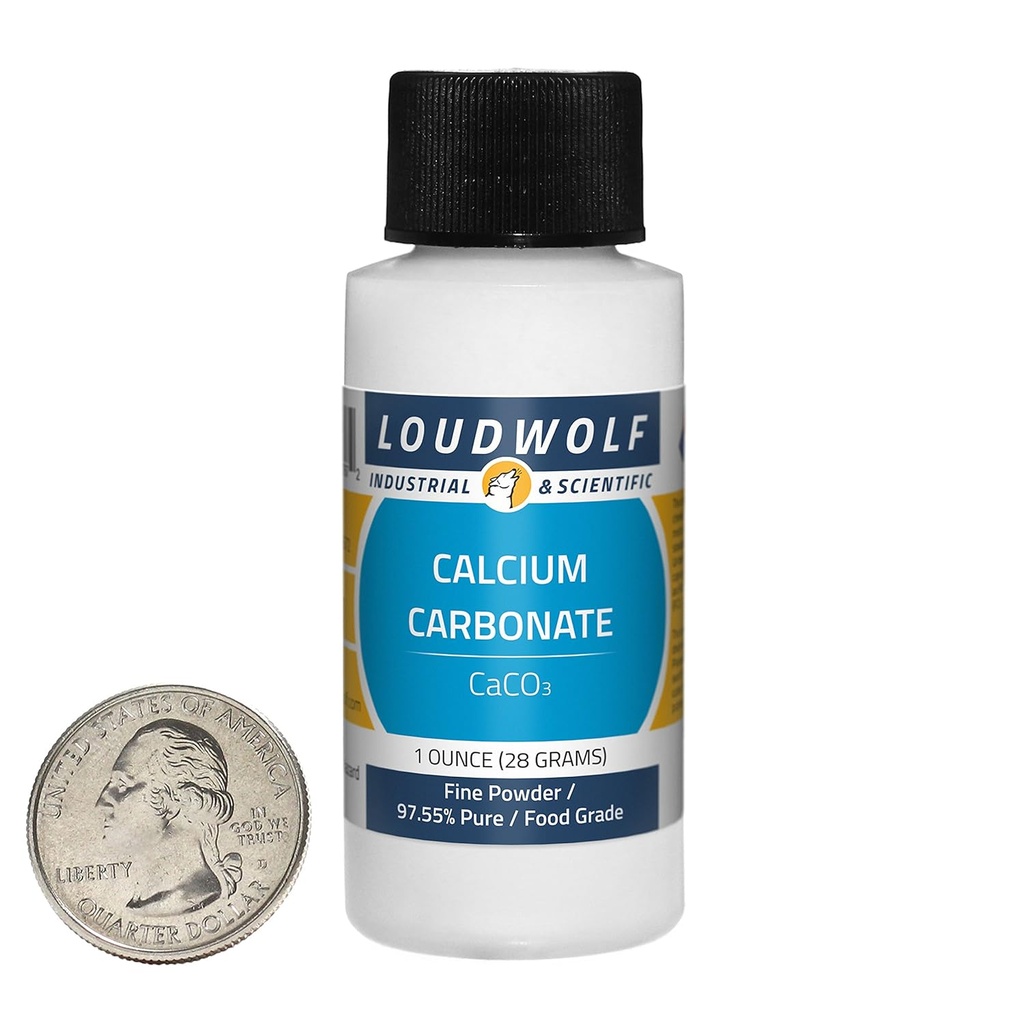 Carbonat de calciu / 1 Ounce flacon / 97+% Pure Food Grad/Fine pulbere