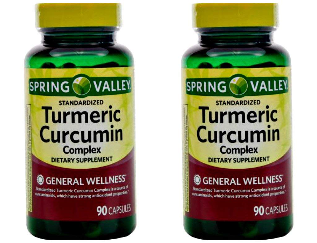 Spring Valley Standerdized Complex Turmeric Curcumin Supliment alimentar Capsule, 500 mg, 90 conta, 2 pk