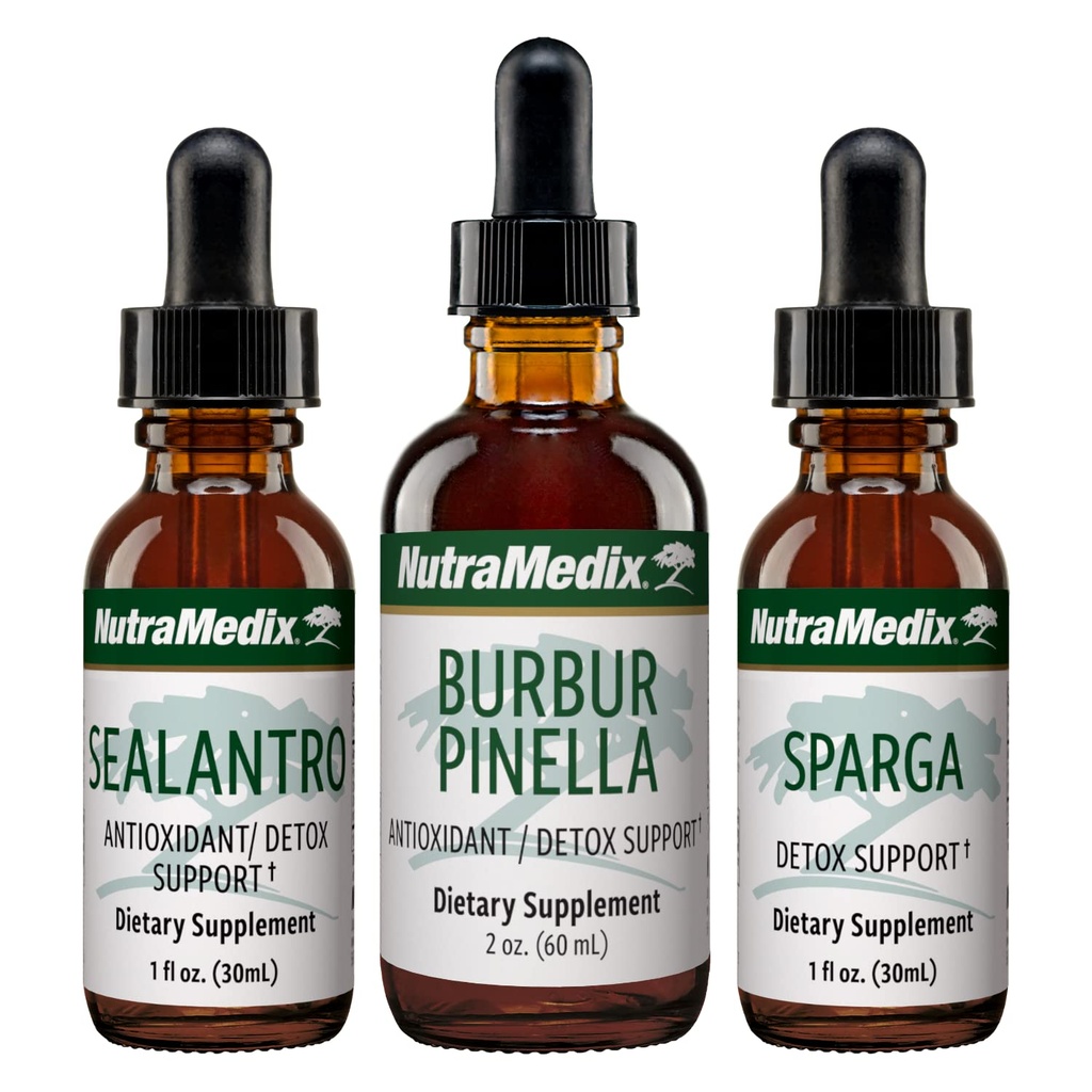 NutraMedix Detox Support Bundle - Sealantro (Chlorella, Cilantro Leaf & Pacific Cold-Water Red Seaweed), Sparga (Astragalus) & Burbur Pinella extracte pentru Cleansing & Detox Support - 3-Piece Set