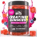 KP Creatin Monohidrat Gummies Berry mixt pentru bărbați și femei, 100% Creatine Berry Gummies mixte, 5g per Servire + Vegan, Sugar Free, Mixed Berry + Putere, Energie, Muscle & Booty Gain - 120 Conte