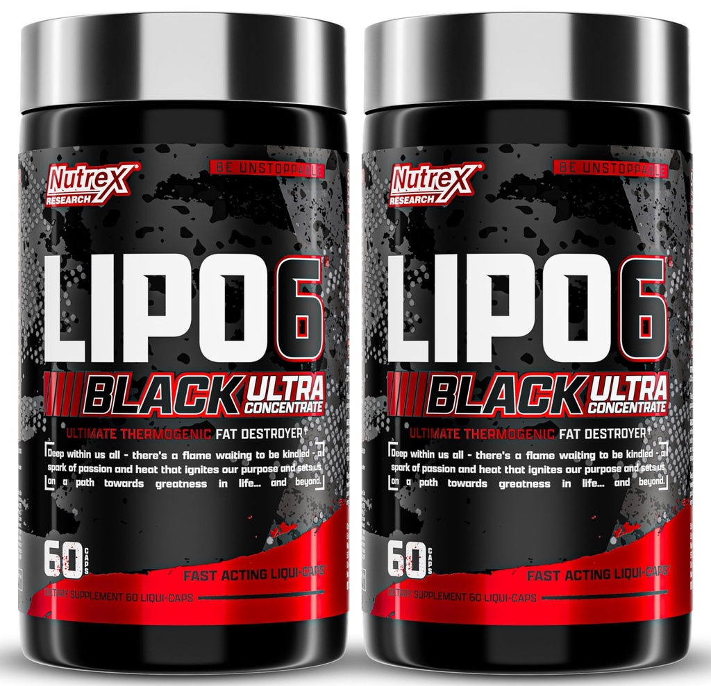 Nutrex de cercetare Lipo-6 negru Ultra concentrat termogenic supliment de grăsime arzătoare, crește pierderea în greutate, energie și concentrat intens 120 pastile dietetice