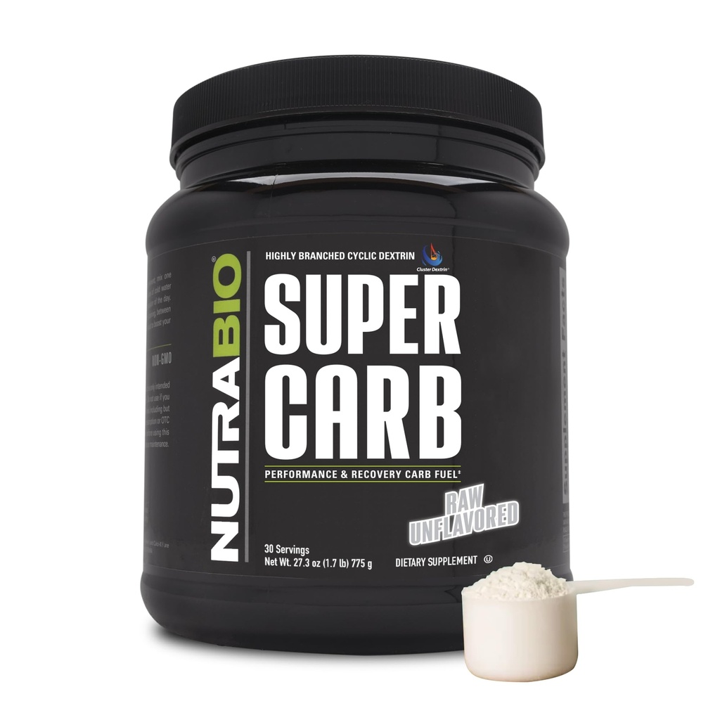 NutraBio Super Carb, Carbohidrat pulbere cu Cluster Dextrin & Electroliti, Advanced Carb Supliment pulbere pentru combustibil de antrenament, Performanță, și de recuperare a mușchilor, Ciclic Dextrin, Unflavored, 30 Sv