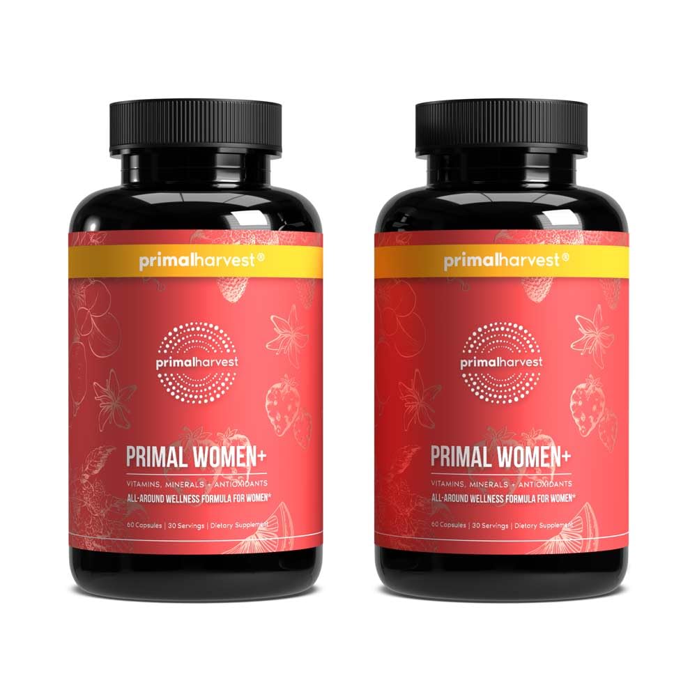 Recoltarea primară Multivitamine pentru femei Vitamina A, Vitamina C, Vitamina D și E, Vitamina B12, B6, Biotina, Suplimente de zinc, 60 Capsule (Womens 2 Pack)