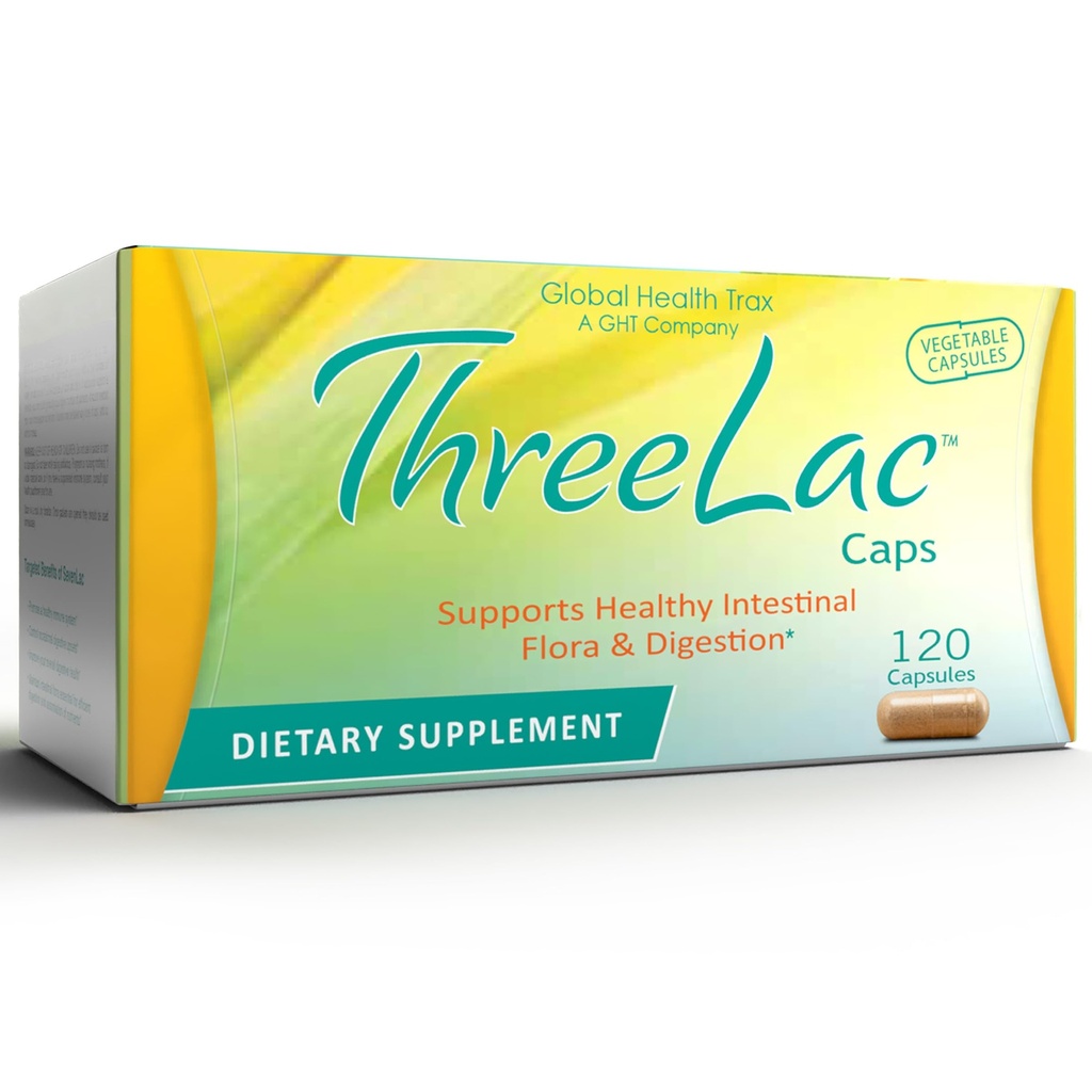 Global Health Trax GHT - ThreeLac Probiotic Capsules, 120 Conte - Cuprinzător suport digestiv pentru bărbați, femei și copii - Sistemul imunitar și echilibru Gut, Non-GMO