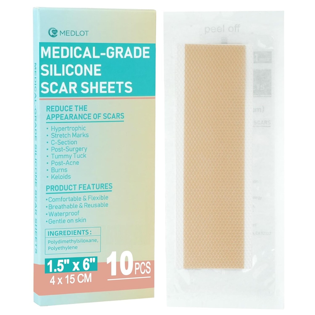 Silicon Cicatrice foi, 10pcs, Silicon bandă pentru tratament cicatrice, benzi Scar reutilizabile pentru chirurgie, C-secţiune, Keloid Bump, Stretch Marks, Burn, Acnee cicatrice, fiecare 1.5 x 6 