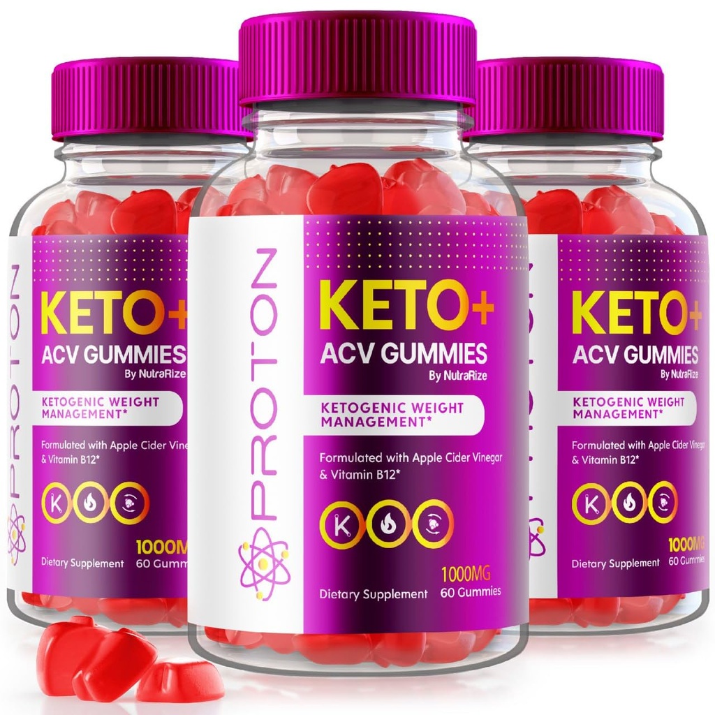 NutraRize (Pachetul de 3 Proton Keto ACV Gummies Avansate pierdere in greutate 1000 MG, Suplimentul maxim de putere, Recenzii Gomitas (180 Gummies)