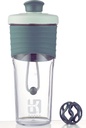 2 Generație Shaker flacon pentru proteine cu bila de amestecare - Perfect pentru antrenamente și utilizare în aer liber, 24-Ounces Whey Shaker de proteine cu măsurare clară (Black Green)
