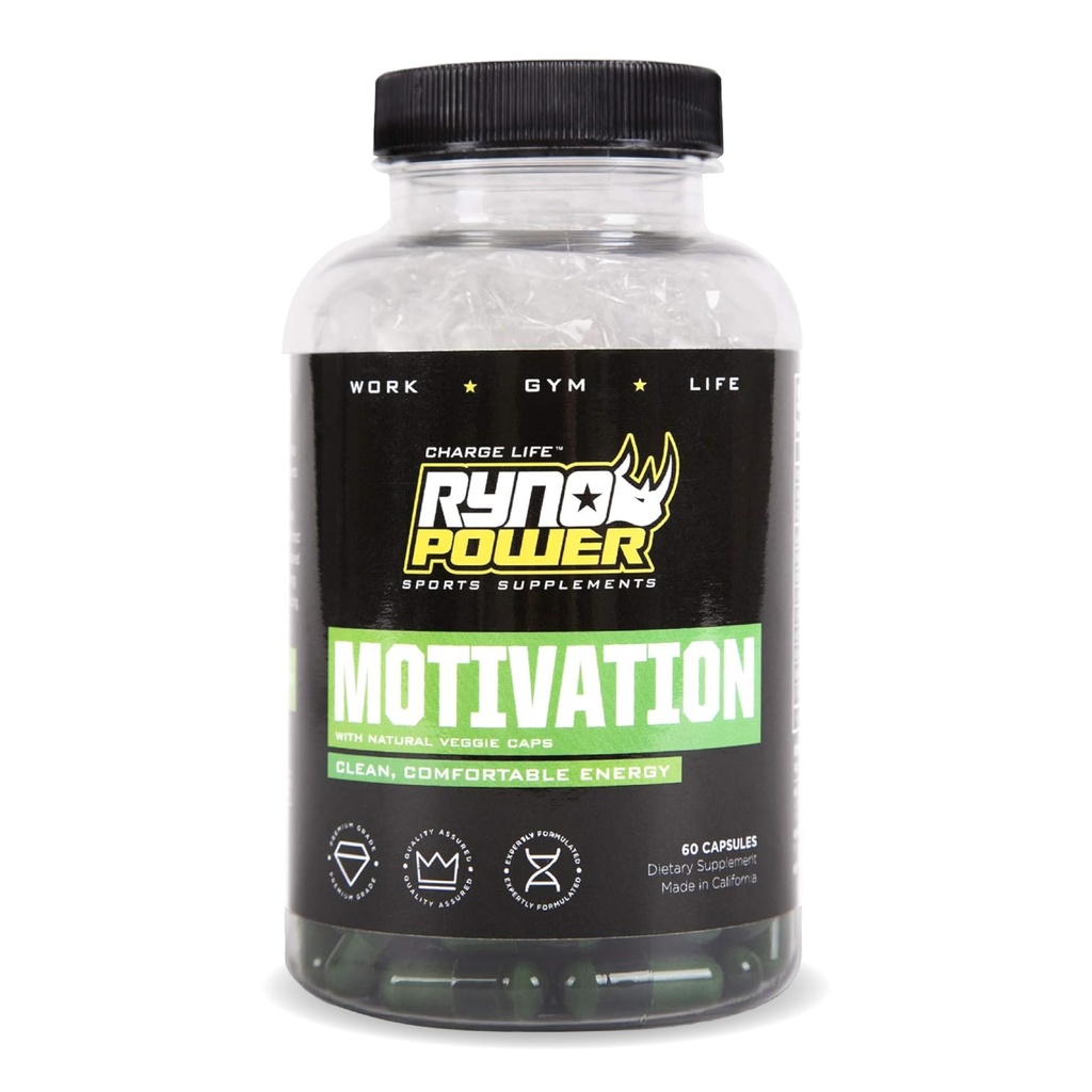 Ryno Power Motivation Pre-Workout Suplimentul pentru energie capsule (30 Servings)