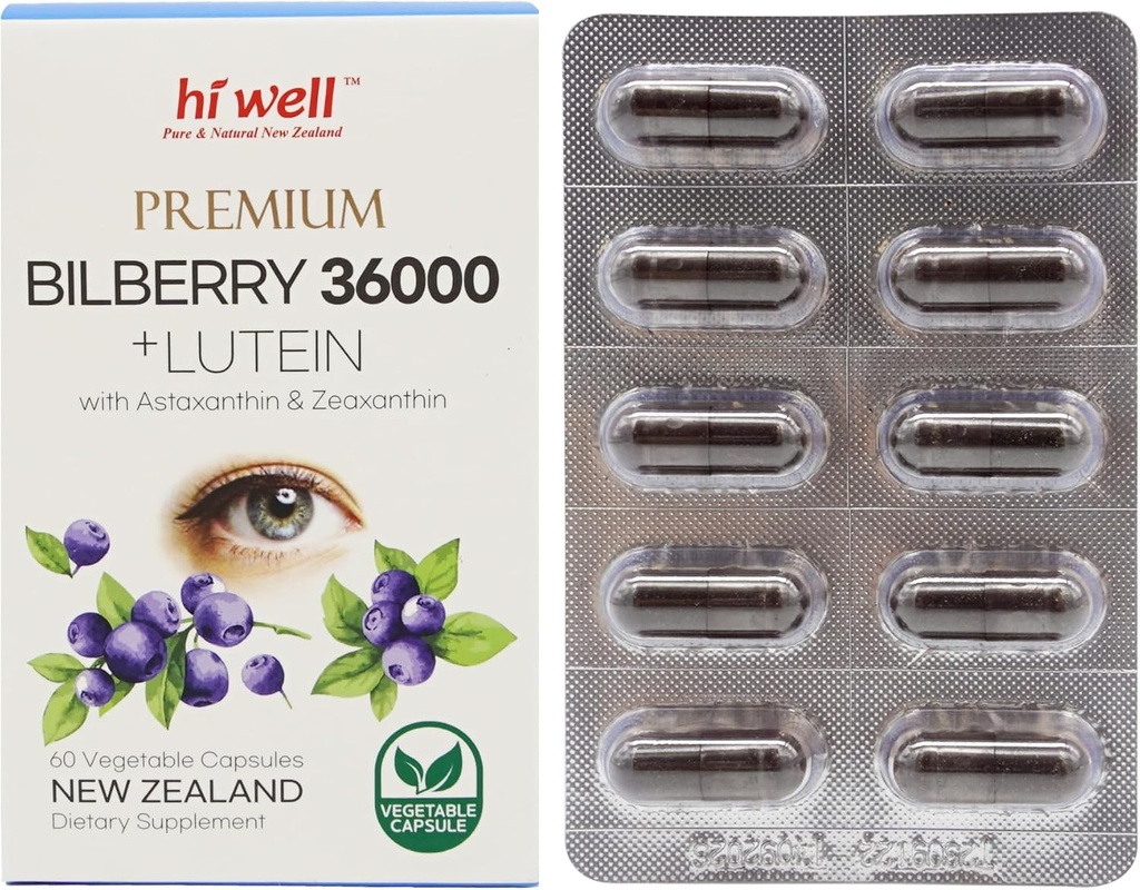 Hi Ei bine Premium Bilberry 36000 + Lutein 12 mg 60 Capsule vegetariene