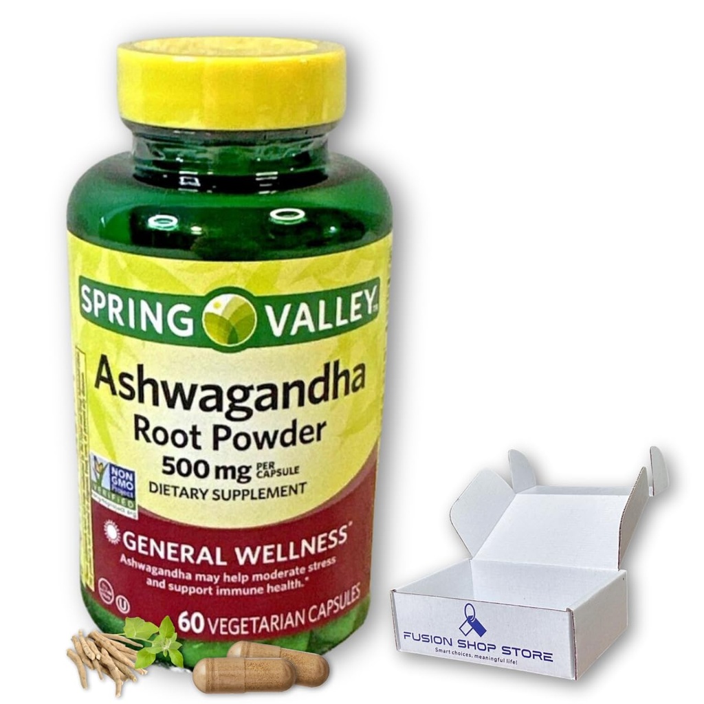 Ashwagandha- 500 mg Root Powder, 60 capsule (Pachet de 1)