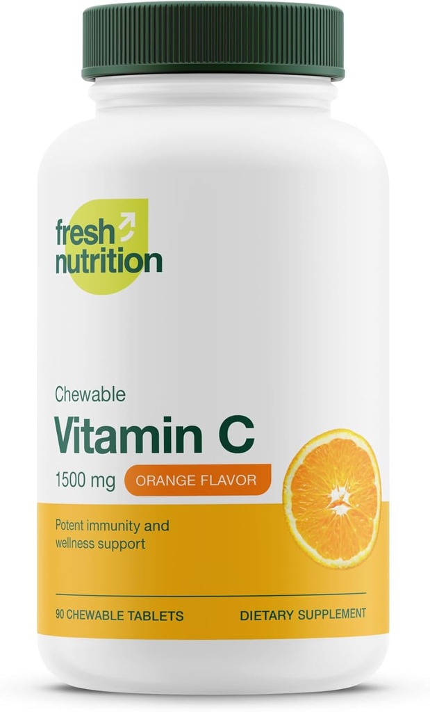Nutritie proaspata Vitamina C - puternic 1500 mg pe zi suport imun - Toate naturale Tasty VIT C supliment - Vegan prietenos, non-GMO, Gluten & soia gratuit - 90 comprimate masticabile