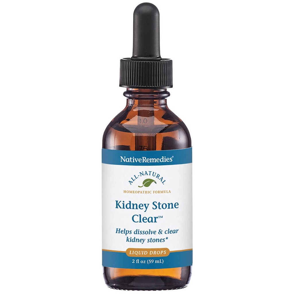 Remedii native Piatra renala Clear - Formula homeopatica naturala Temporar ajuta la dizolvarea si curatarea pietrelor renale - Relieves Durere, greata si vărsături - 59 ml