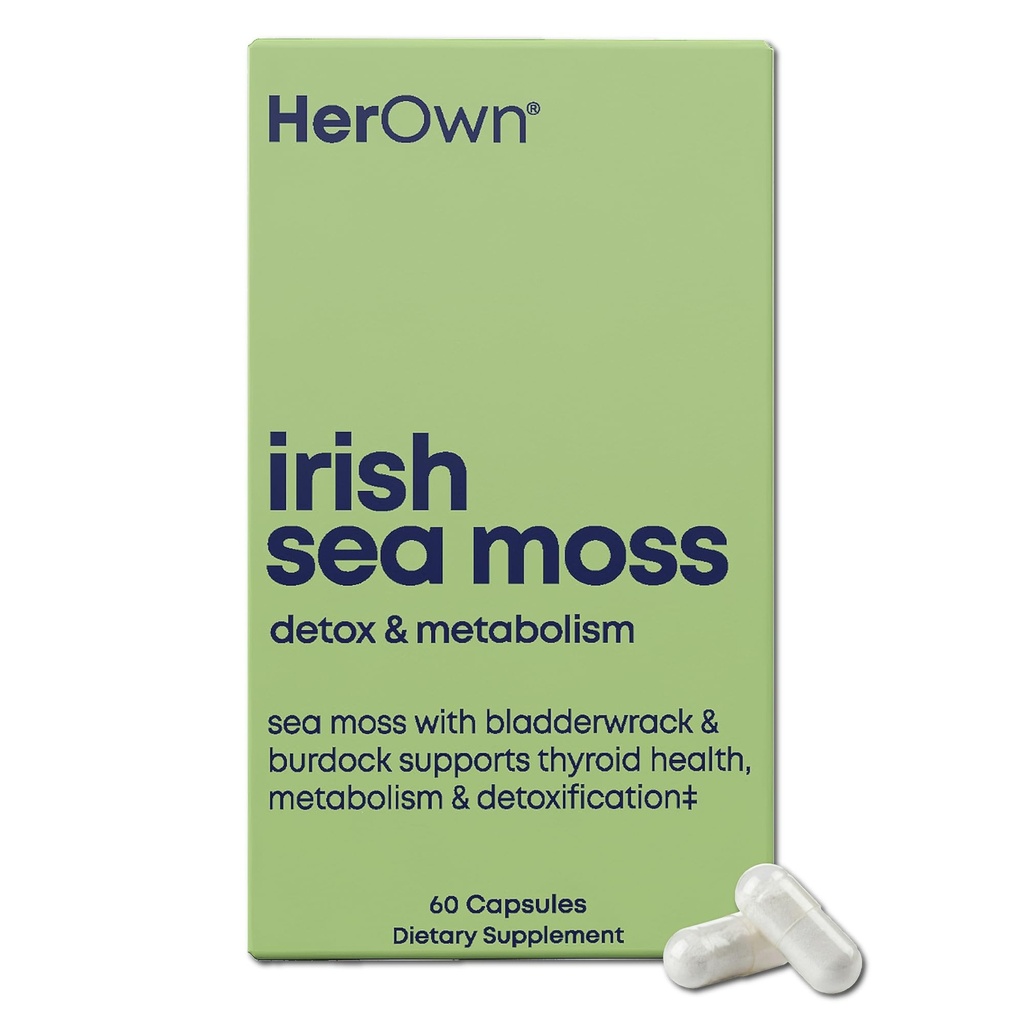 Proprii ei capsule Irish Sea Moss, Brodock Root, Bladderwrack, Detox, Metabolism, Immune Support, Skin Health, Natural Joint Support, Nutrient Rich Superfood High in Minerale, 60 Conte