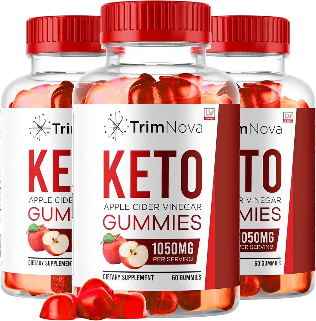 LIVORKA (3 Pack) TrimNova Keto ACV Gummies, TrimNova Gummies, TrimNova Keto, TrimNova Keto ACV Gummies, Trimnova, TrimNova Keto Formula, TrimNova Keto ACV Gummies 1050MG, 180 Gumies pentru 3 luni.