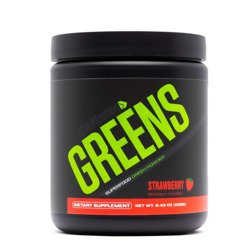 Sculpt Nation by V Shred Greens Strawberry - Premium Greens Powder & Superfood Blend with Colagen to Support Skin, Digestion, and Energy - 30-Day Supply