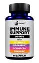 Suplimentul de suport imun cu Elderberry, Vitamina C, Echinacea, Curcuminoide Turmerice, Vitamina E, Vitamina B6, Zinc, L-glutamină HCL, Usturoi, Lactobacillus Acidophilus:: 60 Conte, 1 ambalaj