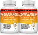 Organic Ashwagandha Root Powder Pastile 1950 Mg cu extract de piper negru - Pur naturale Ashwagandha Supliment, Suport energie, pentru bărbați Femei, 60 capsule