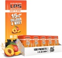 Designuri nutriționale LPS Colagen lichid și Suplimentul de proteine Whey - băutură non-GMO, fără zahăr - promovează pielea sănătoasă și părul pentru bărbați și femei, Peach Mango, Servire unică (100 Pachete)