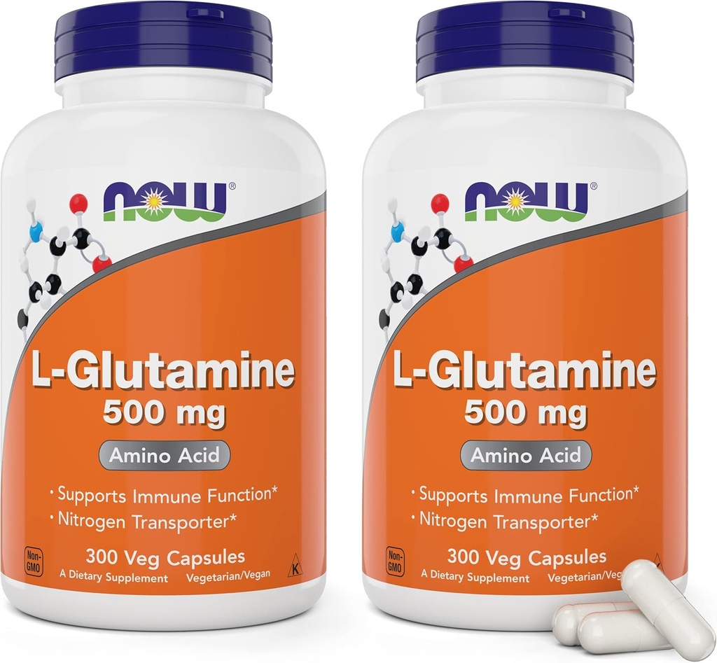 Acum L-Glutamine 500mg 300 Veg Capsule (Pachet de 2) - Ne-GMO Supliment - Vegan Lglutamina 500 mg Capace