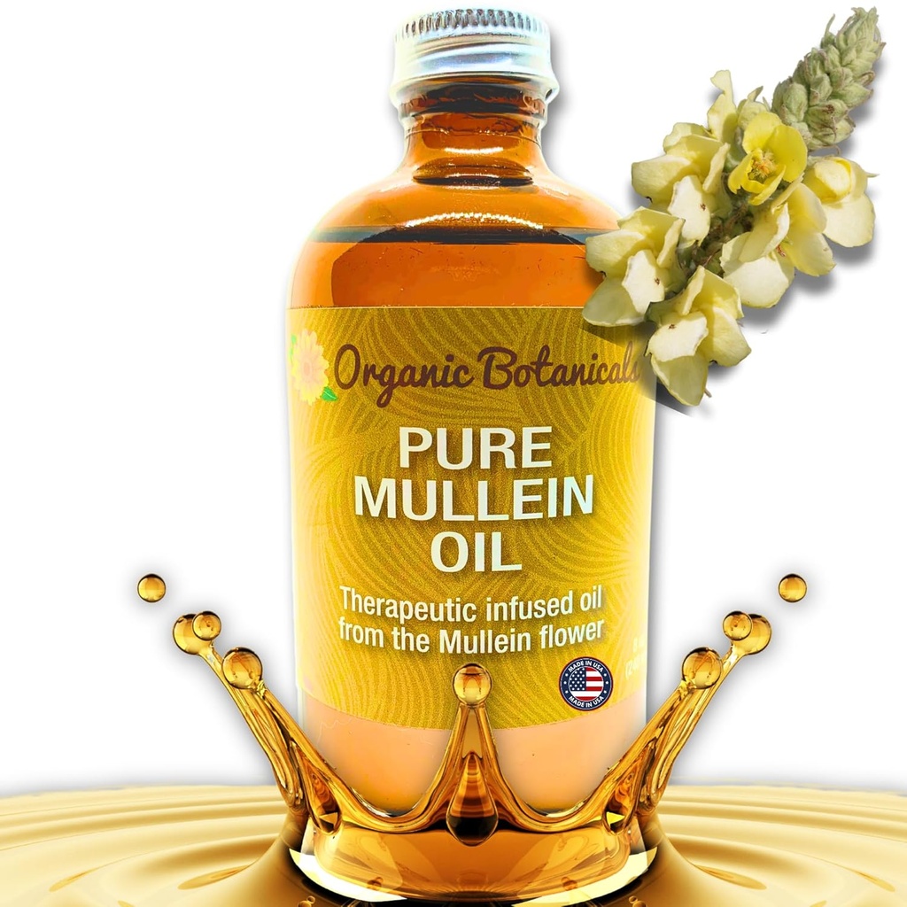 Ulei de mullein - Picături organice de ulei de ureche pentru dureri de urechi, Tinitus & Copii - Extract de plante pentru ajutor de soothing (4 oz)